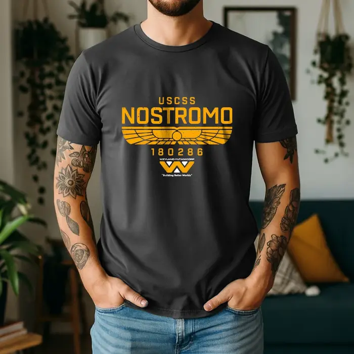 T-shirt Oversize Graphique USCSS Nostromo 100% Coton Été 2026 – Thème Rétro Alien Sci-Fi Nostromo à 
