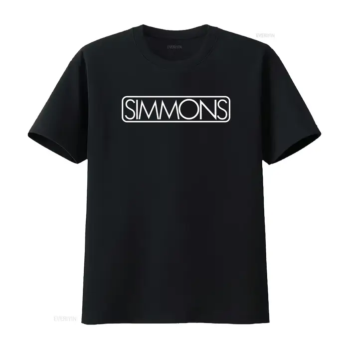 T-shirt SIMMONS Drums disponible en tailles S à XXL, noir et blanc, parfait pour les amateurs de mus