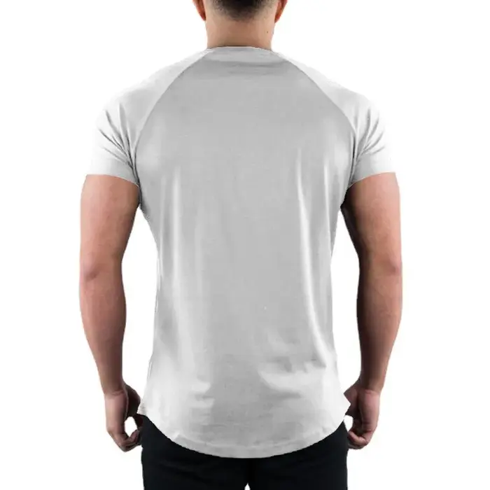 T-shirt de gymnastique uni pour hommes, vêtements de Fitness d'été, col rond, manches courtes, en coton, Slim Fit, musculation, entraînement