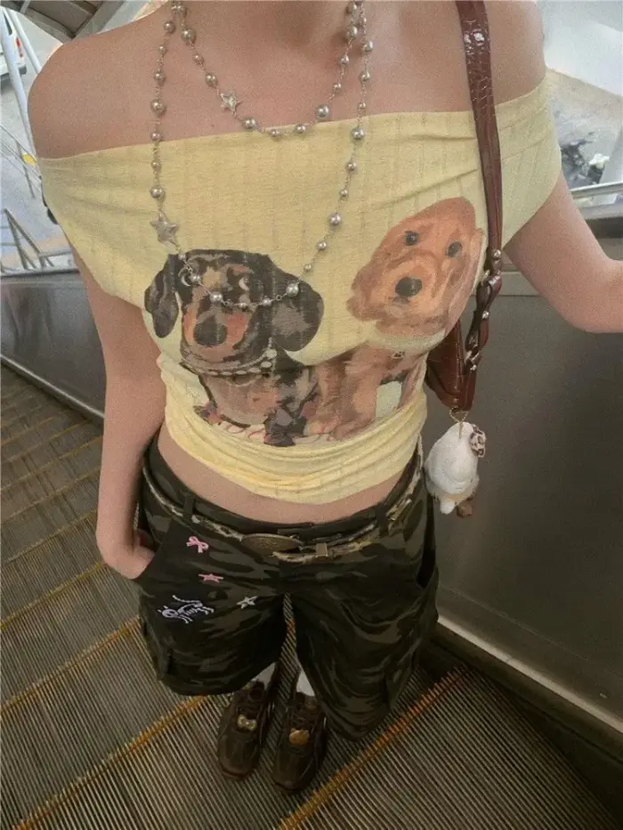 T-shirts courts hauts Sexy vêtements pour femmes imprimé chien