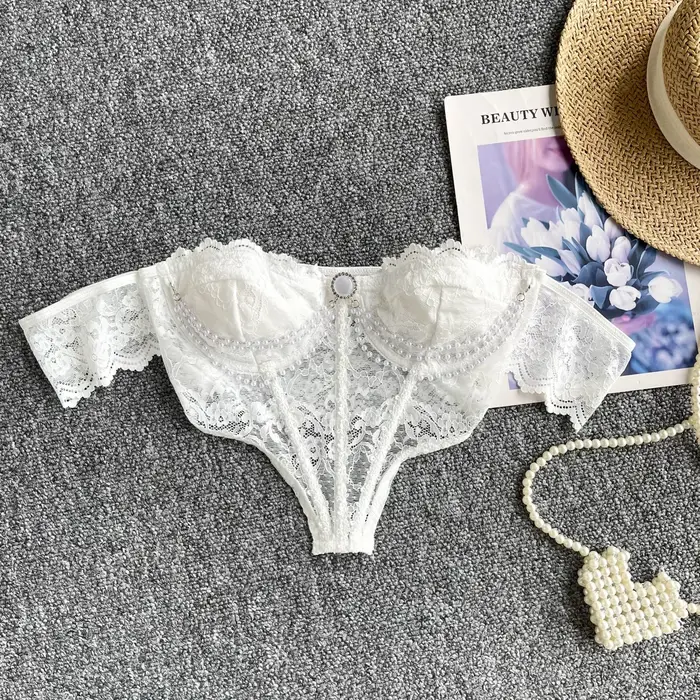 Chic rétro dentelle perles glands asymétrique Camis mode française débardeur mince haut court Sexy femmes été hauts