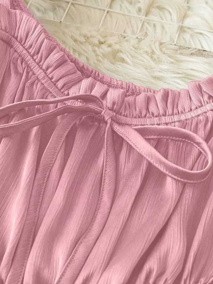 Haut en mousseline rose à manches longues pour femme