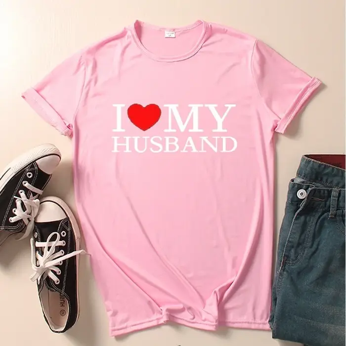 T-shirt col rond pour couple, estival et décontracté, à la mode, avec impression du roi, de la reine