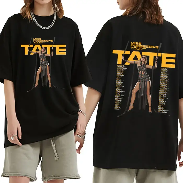 T-shirt manches courtes col rond homme et femme, décontracté, en coton, Tate McRae Miss Possessive T