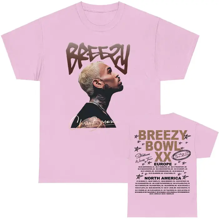 Breezy Bowl XX 2025 T-shirt Chris Brown chanteur graphique t-shirts été à manches courtes homme