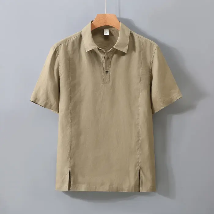 1517 Polo-shirt à manches courtes 100% lin de bonne qualité pour homme
