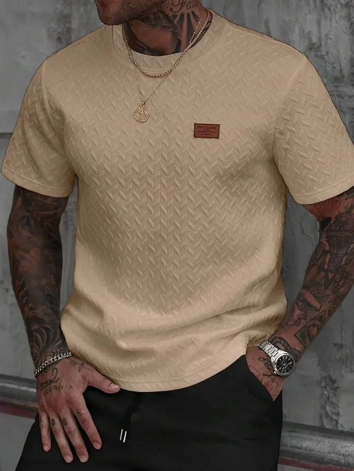 T-shirt jacquard à coupe classique pour homme