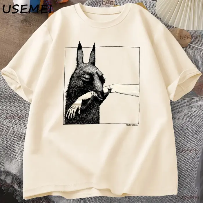 Créature drôle morsure main t-shirt amoureux des animaux t-shirt col rond coton à manches courtes t-