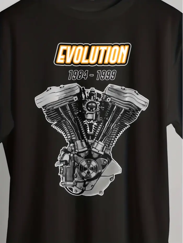 T-shirt rétro pour homme H-H Arley Evo, modèle 1984-1999, motif moteur Evolution Shovel Head/Knulehe
