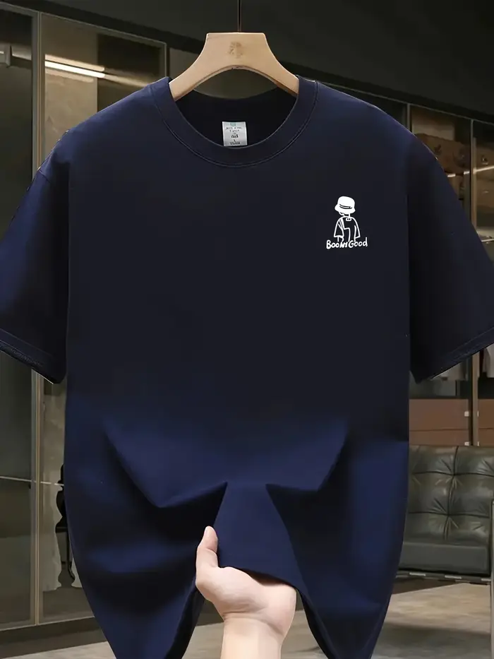 T-shirt décontracté pour homme 100% coton à manches courtes avec col rond, design tendance, polyvale