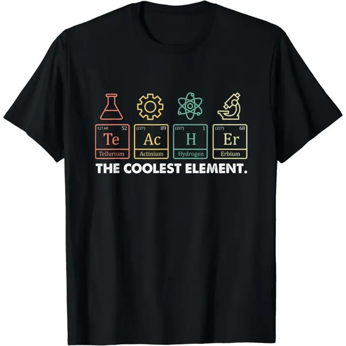 T-shirt manches courtes homme, décontracté, vintage, The Coolest 152 Tableau périodique, Chemist Tea