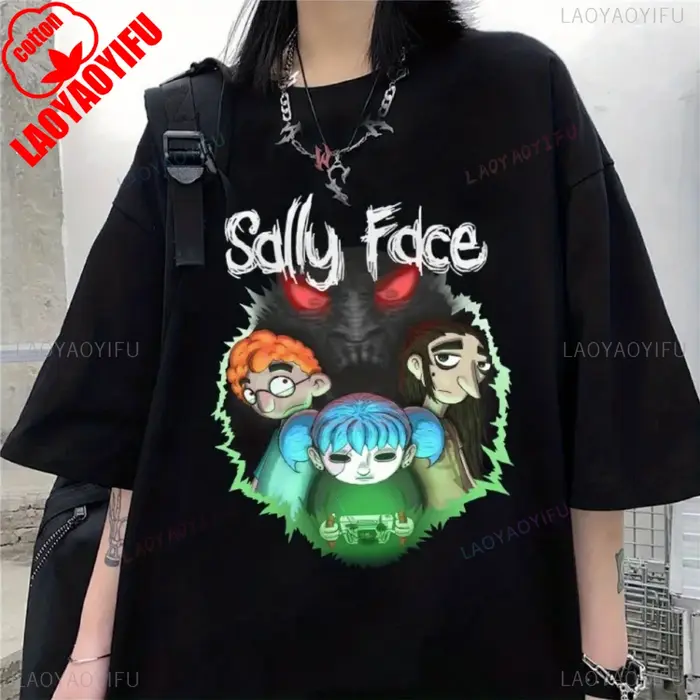 Sally Face hommes t-shirt imprimé régulier à manches courtes T-shirts femme Harajuku mode d'été décontracté