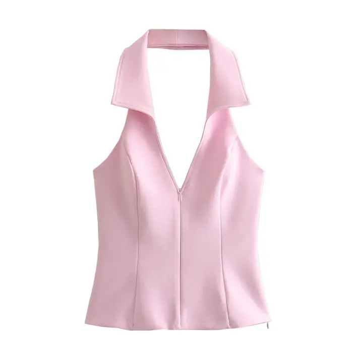 BSAY femmes mode été nouvelle chemise sans manches Style haut à licou Blouse vêtements de rue gilet réservoir Chic dames culture hauts Mujer