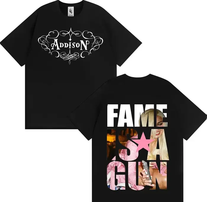 T-shirt Singer Addison Rae Hipster pour hommes et femmes, T-shirt de musique gothique en coton pur, 
