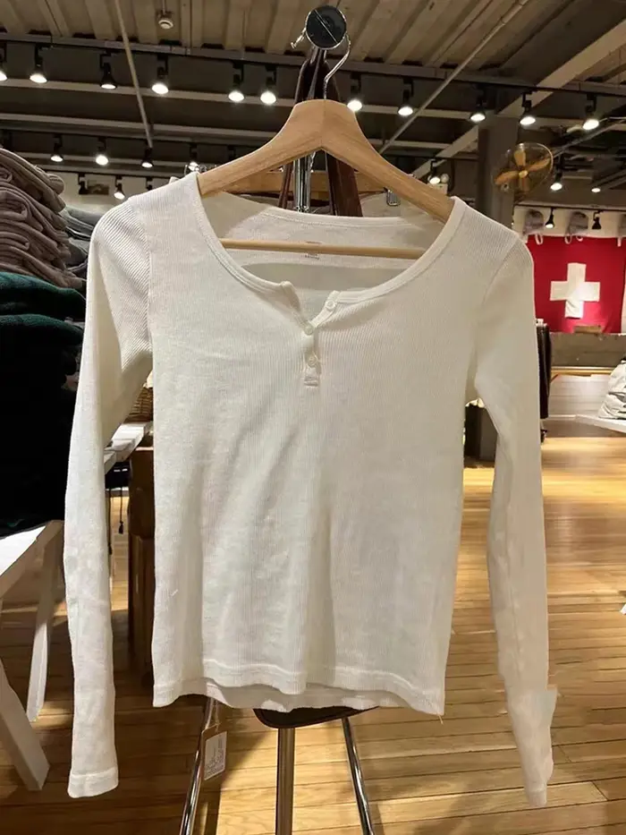 T-shirt manches longues col rond femme