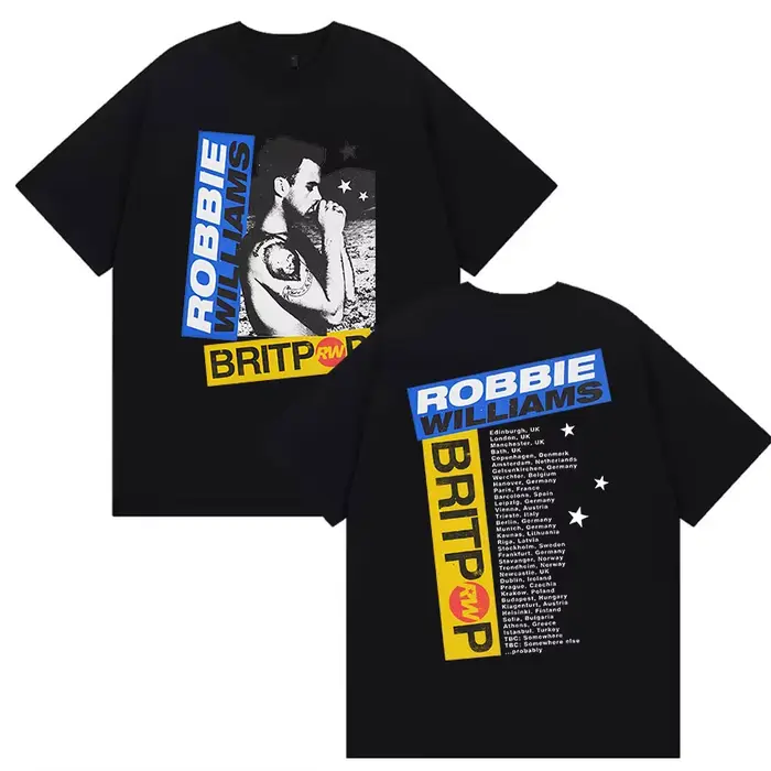 Robbie Williams Rw Album 2025 Merch T-shirt homme Hip Hop Rock gothique