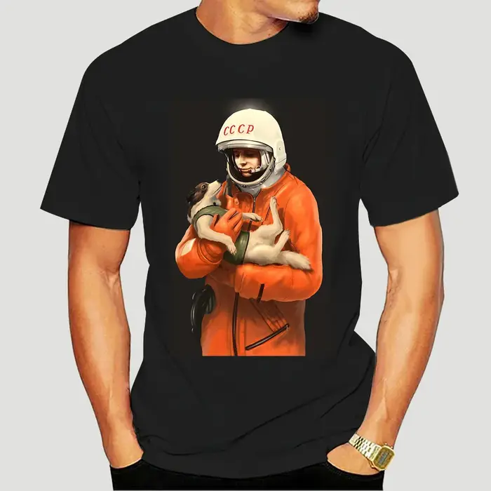 T-shirt imprimé Gosha pour homme, haut Harajuku surdimensionné, Yuri Gagarin Laika Cccp, de l'union 