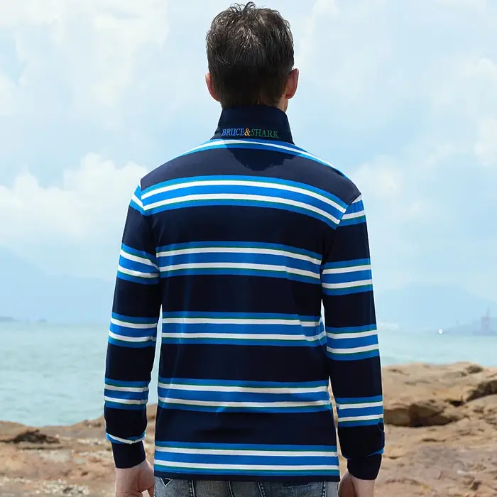 Polo rayé à manches longues pour hommes