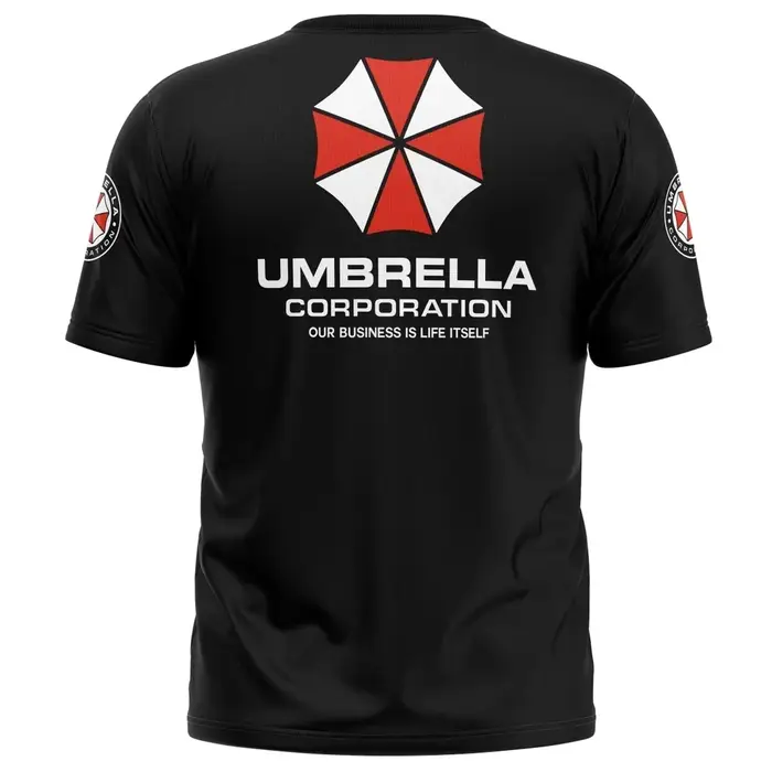 T-shirt Resident Evil Umbrella Corporation - Logo et slogan emblématiques noirs imprimés en 3D