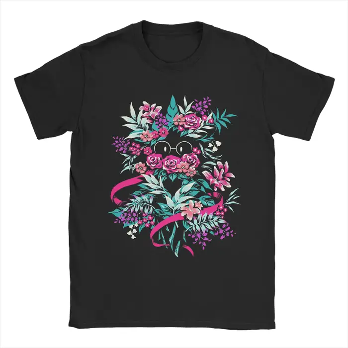 Deltarune Spamton Merch Ralsei T-shirt floral pour hommes, T-shirt en coton, col rond, manches court