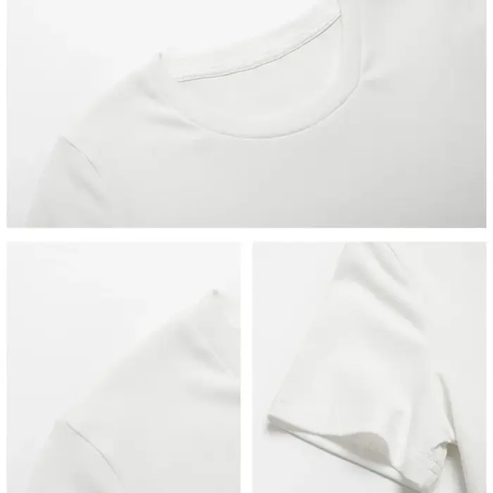 Bricolage votre propre Design motif imprimé personnaliser été à manches courtes col rond couleur unie recadrée nombril femmes hauts courts mode T-Shirt