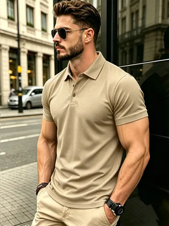 T-shirt polo pour homme avec boutons