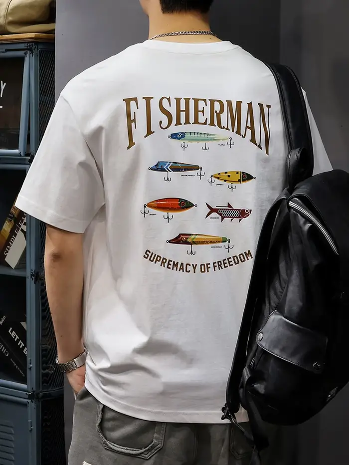 T-shirt graphique de pêche pour hommes