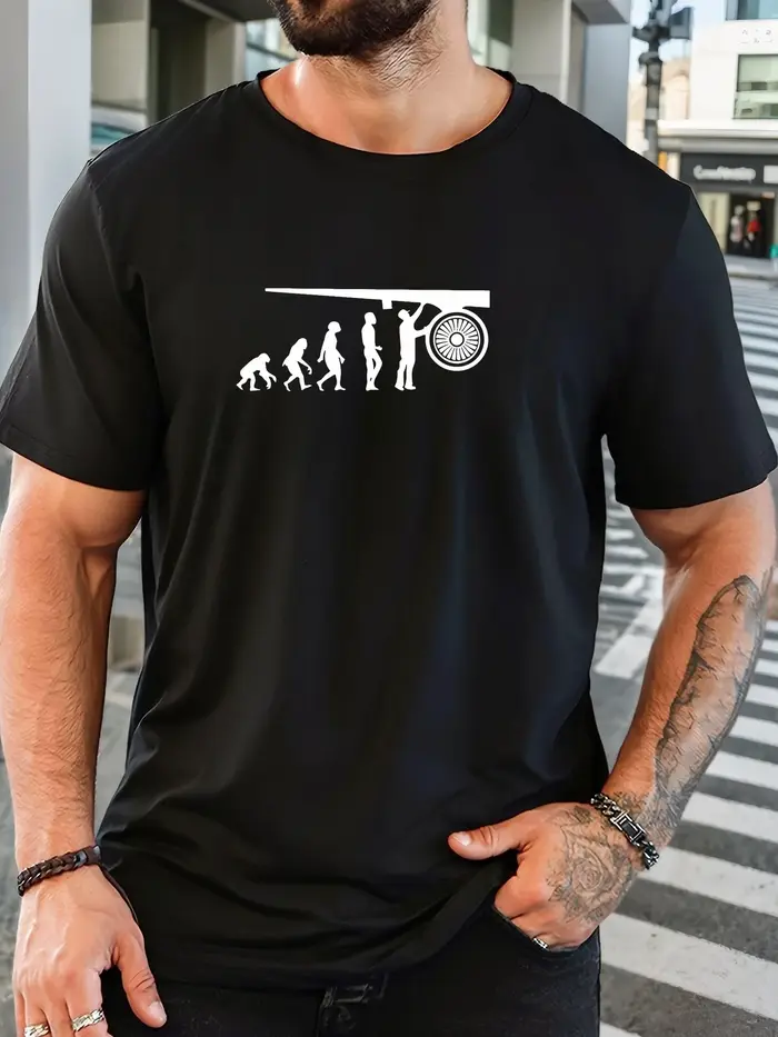 T-Shirt homme 2025 nouveauté humoristique évolution graphique gymnase haltère blanc imprimé haut élé