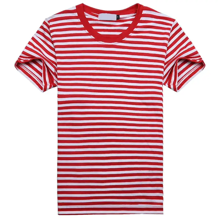 Hommes t-shirts chemise marine bleu et blanc rayé à manches courtes sport