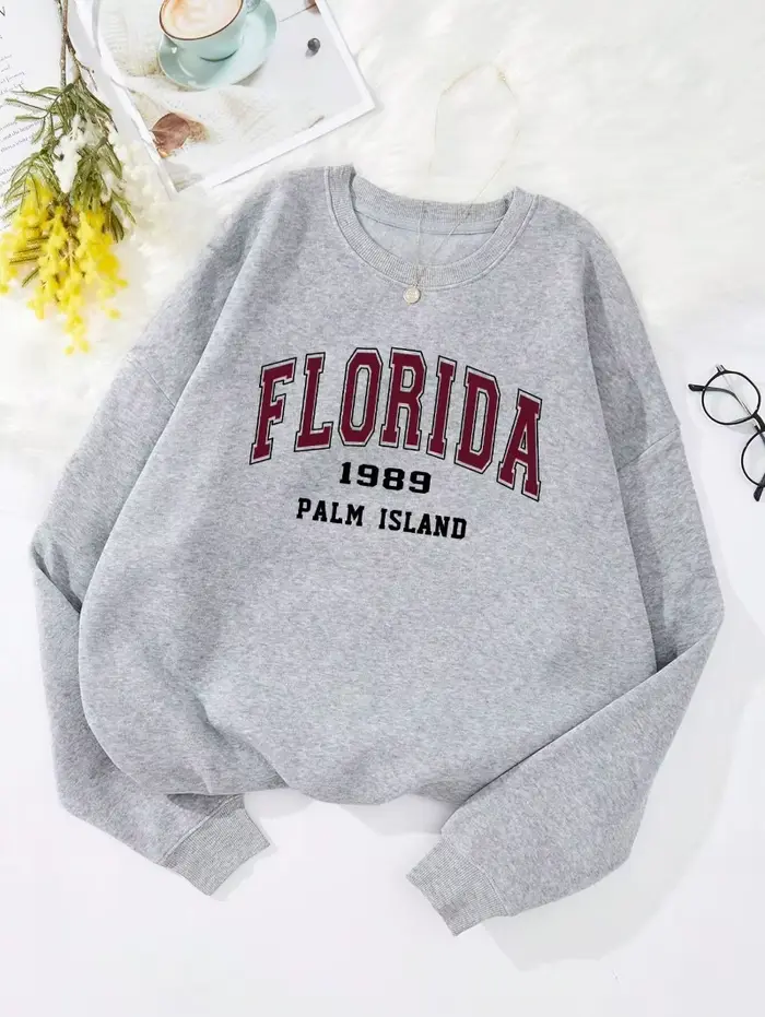 Sweat-shirt à col ras du cou pour femme