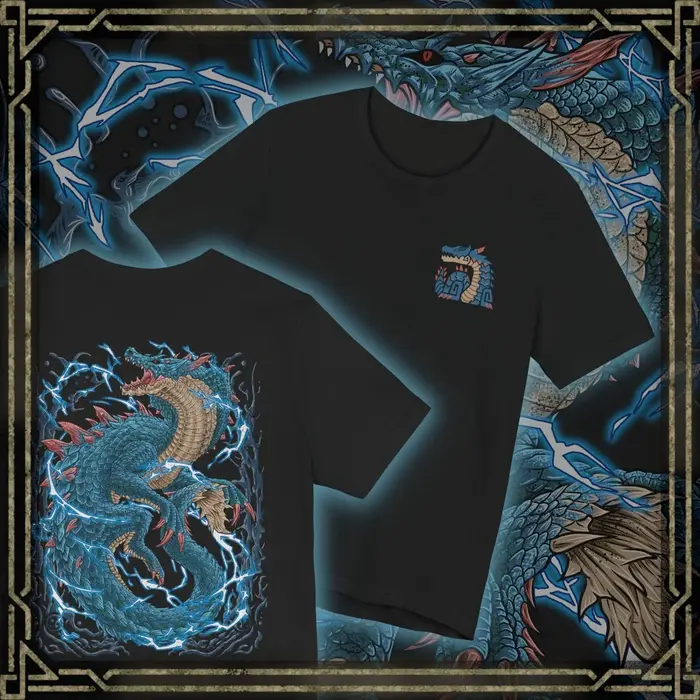 T-shirt à motif double face Monster Hunter pour hommes et femmes