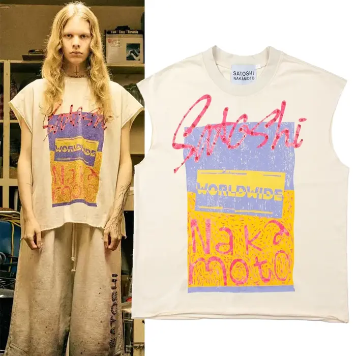 VINTAGE SATOSHI Vest Washed Popsicle Print T-shirt sans manches pour hommes et femmes