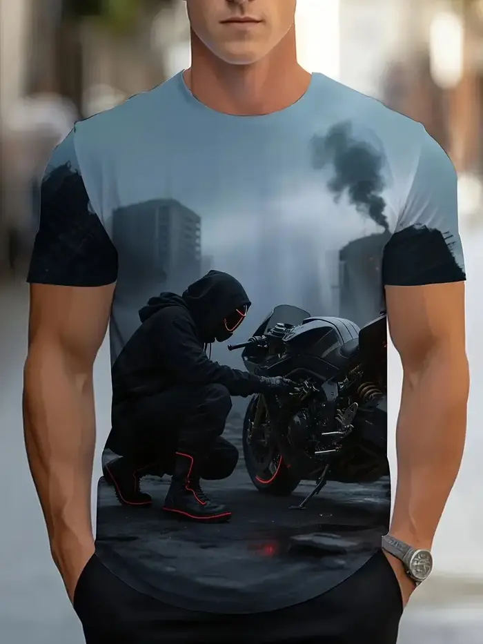 Vintage Moto graphique T-Shirt pour hommes vêtements 3D imprimé
