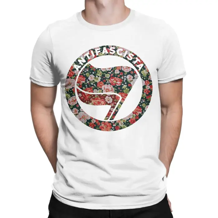 Loisirs Anti fasciste Antifa Floral t-shirt pour hommes femmes 100% coton à manches courtes col rond été hauts chemises