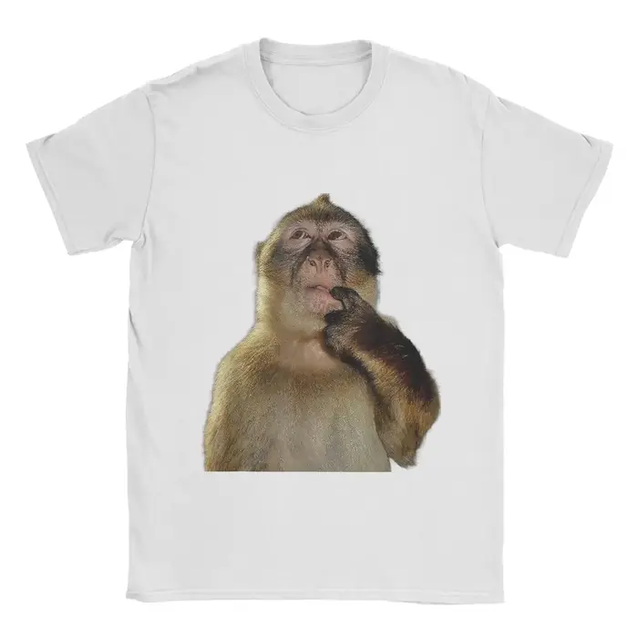 T-shirt graphique Thinking Monkey Meme, t-shirt unisexe décontracté à manches courtes avec imprimé a