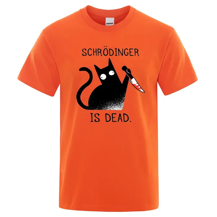 Schrodinger Is Dead chat noir t-shirts mode masculine 100% coton T-Shirt Hip Hop