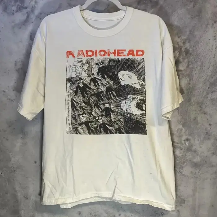 T-shirts Vintage Rares de la Tournée de Concerts de l'Album Kid A des Radiohead - Collection Homme et Femme - Style Hip Hop Streetwear Oversize - Vente Flash