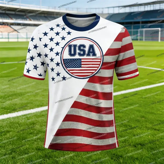T-shirt Enfant et Homme 2026 avec Emblème Drapeau Américain