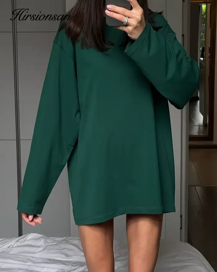 Hirsionsan-T-shirt basique à col rond pour femme, 100% coton, pull respirant, t-shirts personnalisés