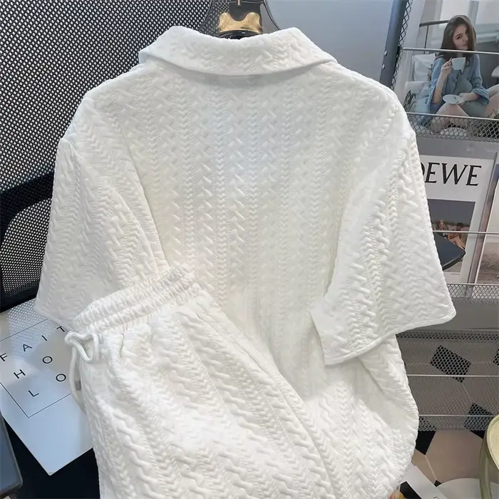 Ensemble 2 pièces polo texturé pour femme