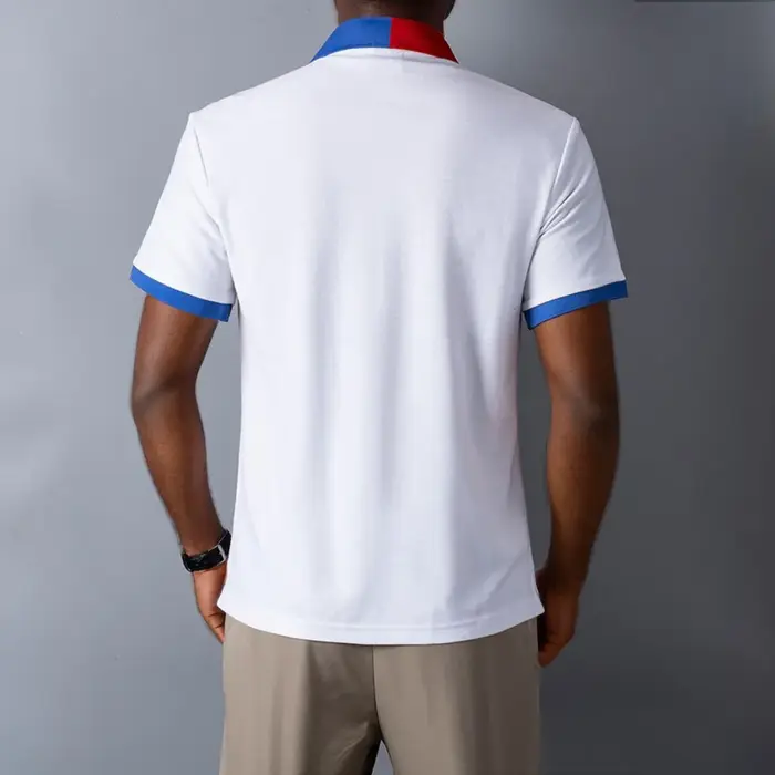 Polo en coton de haute qualité pour hommes Fans de football de Barcelona Symbole "Barca" brodé Cadeau du Nouvel An