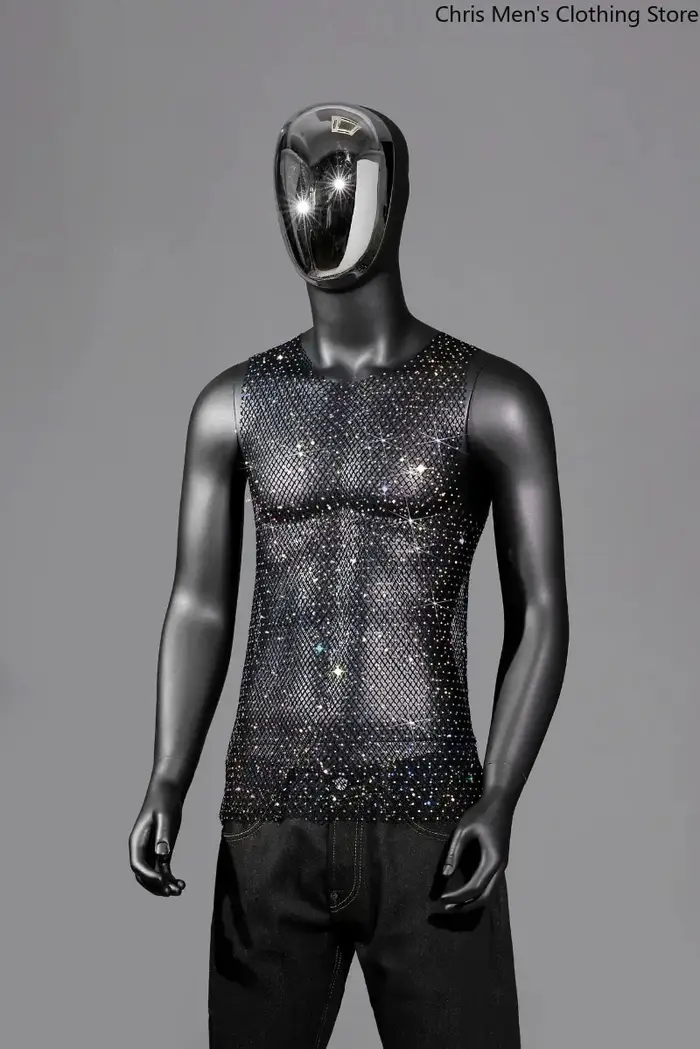 Gilet brillant transparent sexy pour hommes