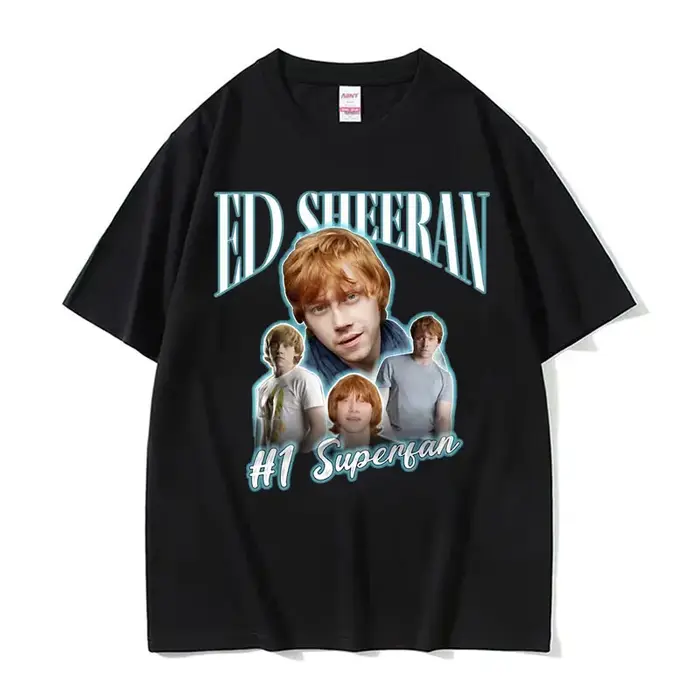 T-shirt drôle Ed Sheeran Number One Superfan Meme pour femme, mode rétro, manches courtes, unisexe, gothique, décontracté, en coton