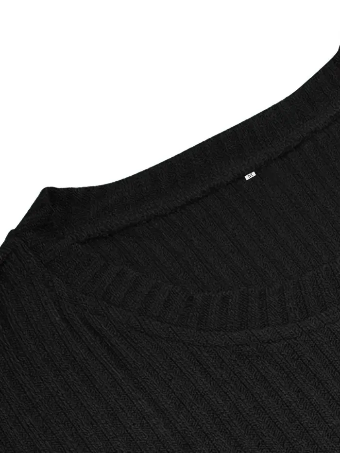 T-shirt en tricot à manches longues et col rond pour homme, pull uni, coupe décontractée et formelle, parfait pour tous les jours