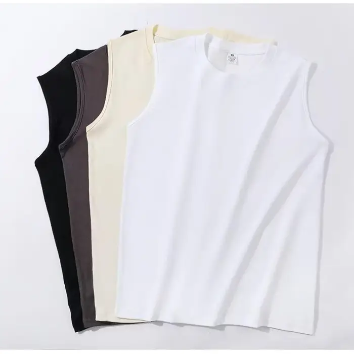Vente flash - Vêtements d'été pour hommes - Débardeur basique élastique en coton pur - T-shirt sans manches