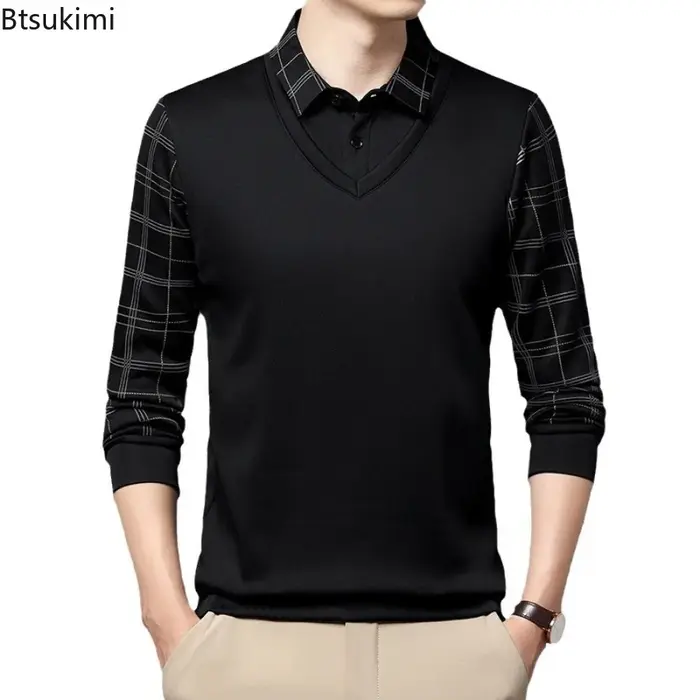 Nouveaux Polos Homme Printemps-Automne à Manches Longues