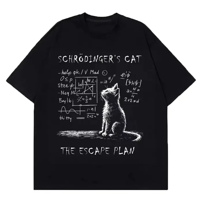 Schrodinger chat physique mécanique quantique impression créative été à manches courtes t-shirt femmes Streetwear T-shirts amples