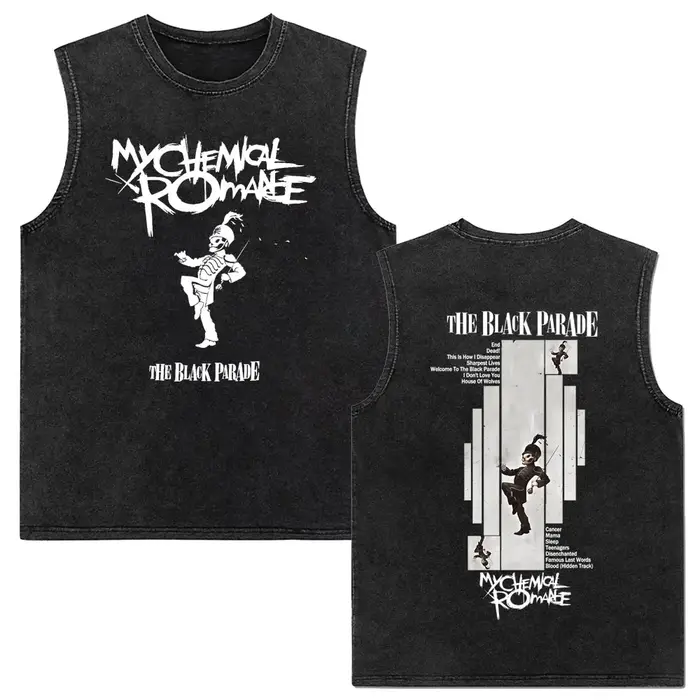 Mon Romance chimique l'album Black Parade Vintage lavé débardeurs hommes femmes Punk Emo Rock surdimensionné sans manches gilet t-shirts