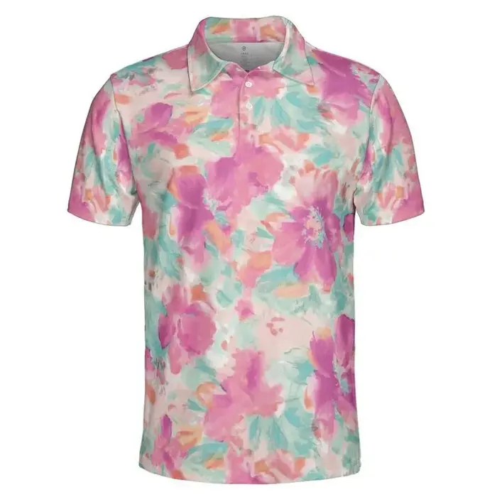 Polo en fleurs de cerisier roses pour hommes