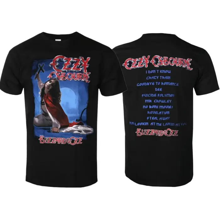 T-shirt décontracté et tendance avec impression de la liste des chansons d'Ozzy Osbourne Blizzard of Ozz